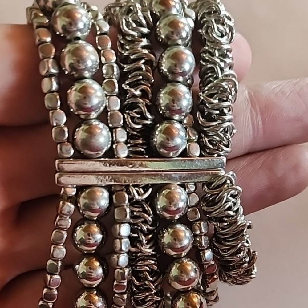 #21 Multi Layered Silver Toned Bracelet